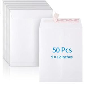 PAQUETE DE 50 SOBRES AUTOSELLADOS DE 9 X 12 PULGADAS