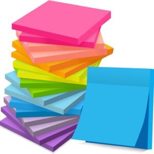 (18 blocs) Notas adhesivas de 3 x 3 pulgadas, almohadillas autoadhesivas de colores brillantes, notas adhesivas, reciclables, fáciles de publicar para el hogar, oficina, cuaderno